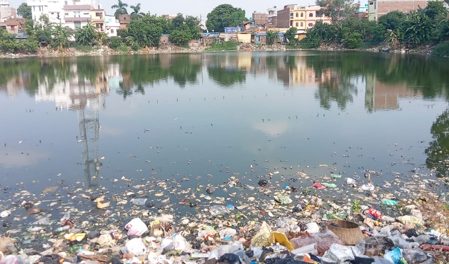 जनकपुरका सात पोखरीबाट अतिक्रमण हटाइँदै